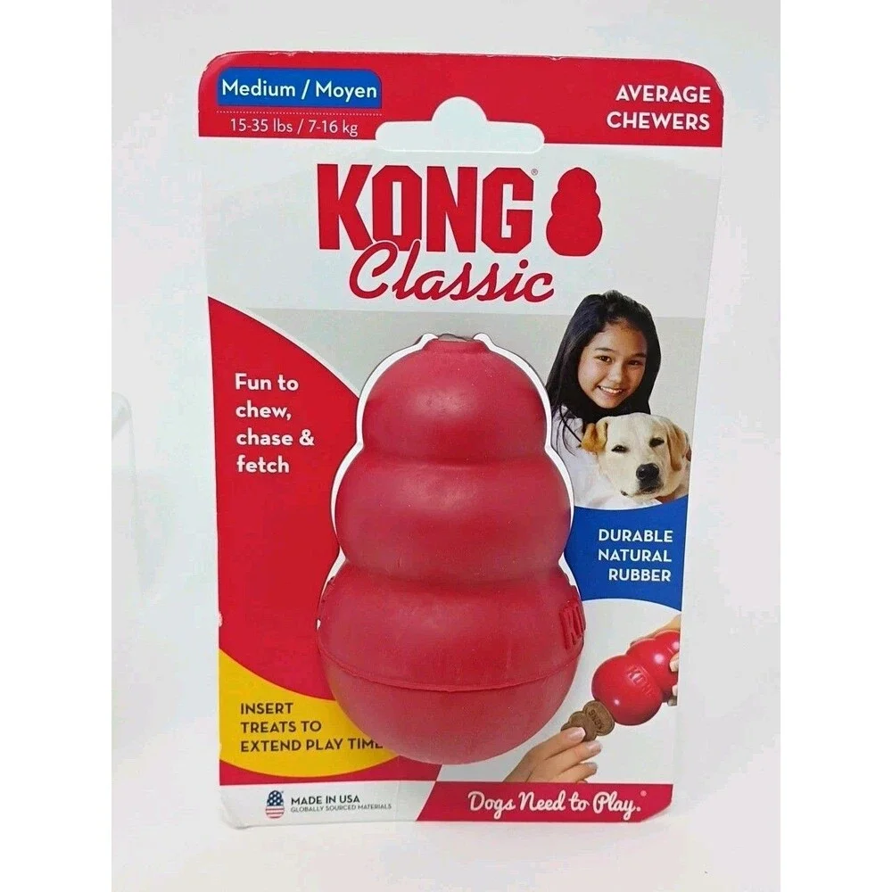 Kong Dog Toys Lot of 2 - Medium Size Blue Puppy & Red Classic